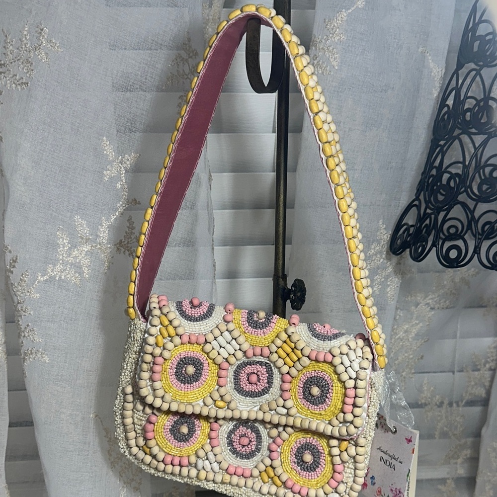 Made in India wooden beaded shoulder bag